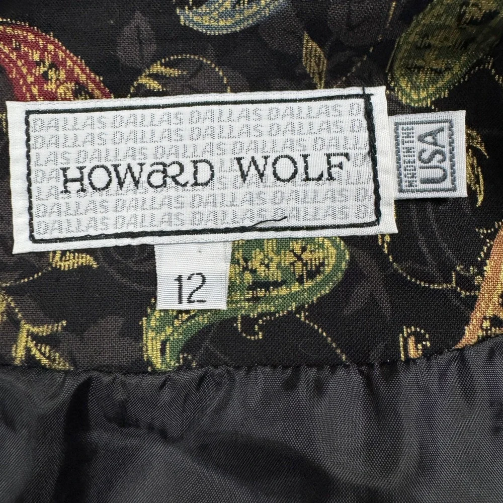 Vintage Howard Wolf Paisley Vest Women's Size 12 Black Gold Red Green‎ Blue Boho
